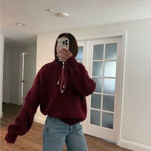 Maroon fluff sweater